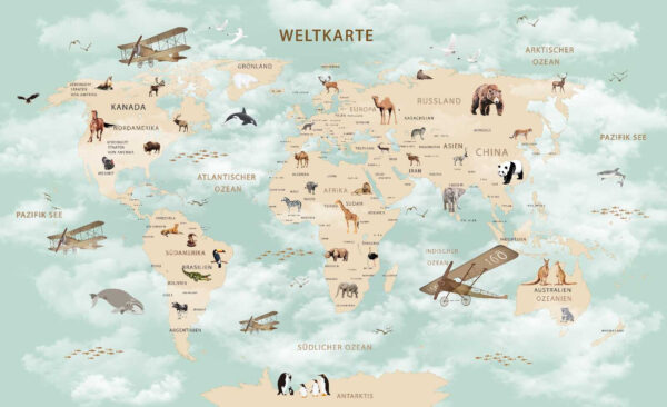 Mapa świata ze zwierzętami Mapa świata ze zwierzętami