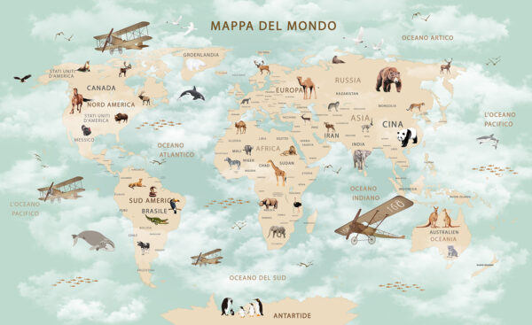 Mapa świata ze zwierzętami Mapa świata ze zwierzętami