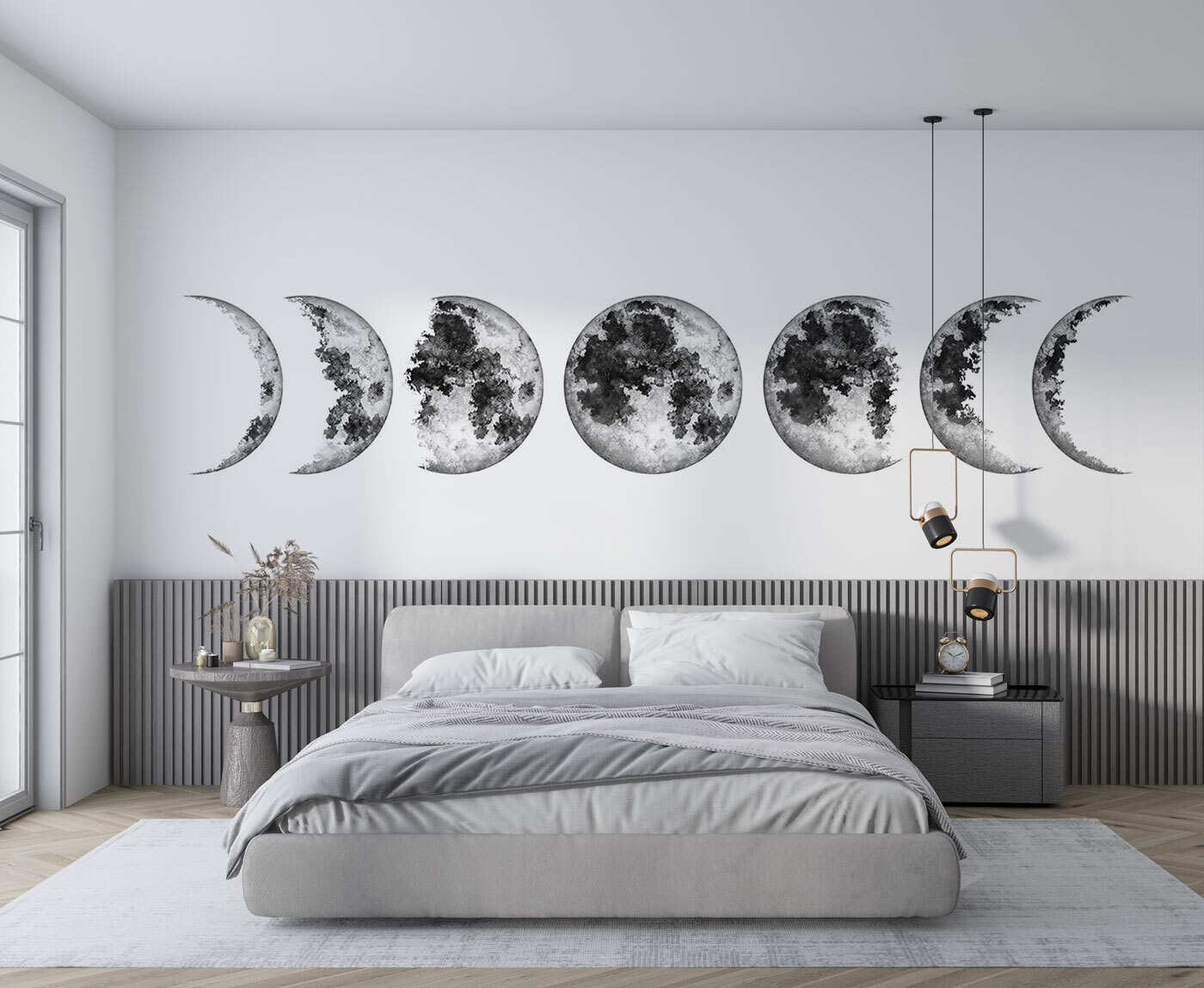 A row of phases of the moon