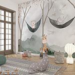 Fototapeta Żyrafa i niedźwiedź w hamakach