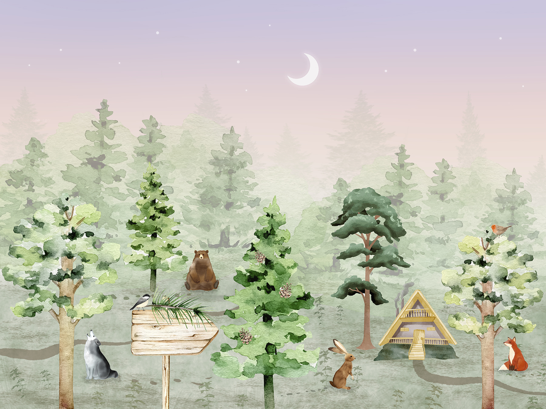 A group of animals in a forest
