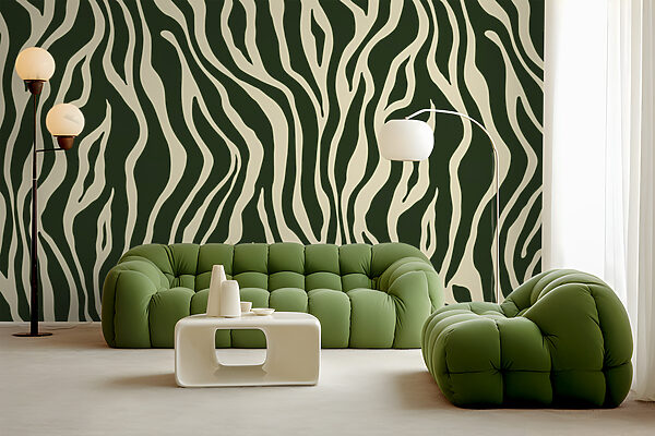 A green and white zebra print