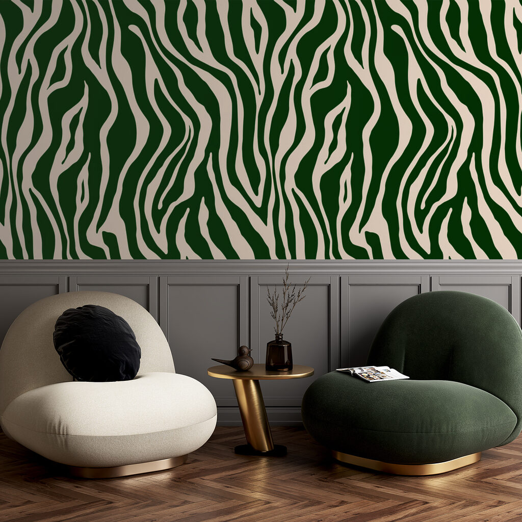 A green and white zebra print