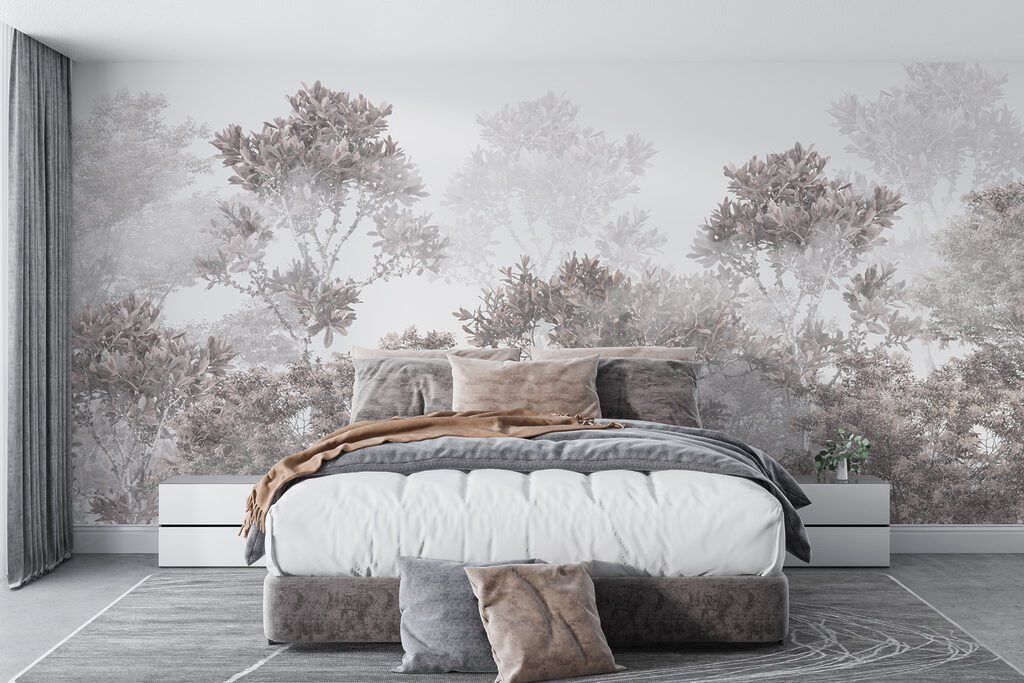 A group of trees with leaves