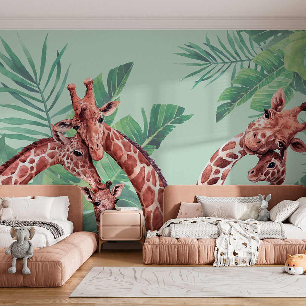 A group of giraffes with their heads together A group of giraffes with their heads together