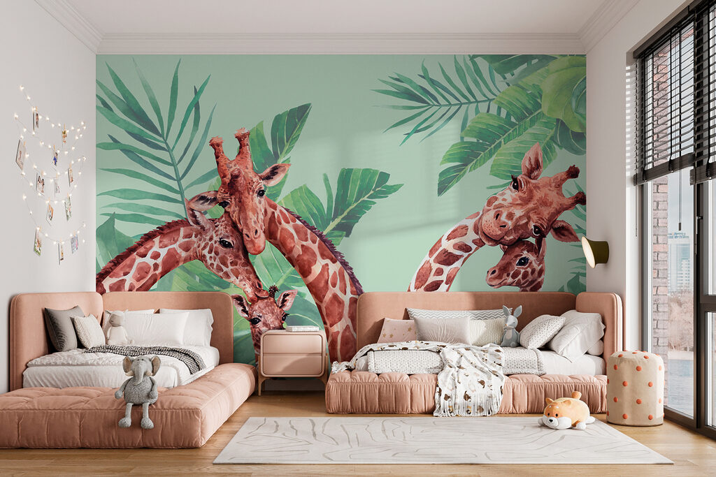 A group of giraffes with their heads together A group of giraffes with their heads together