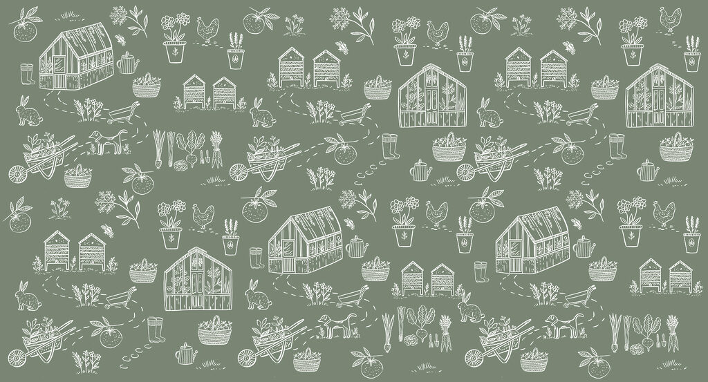 A pattern of farm items