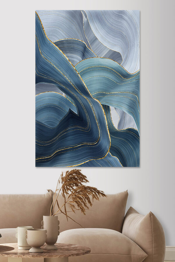 Flowing waves of serene blue tones Flowing waves of serene blue tones