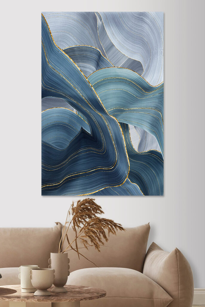 Flowing waves of serene blue tones Flowing waves of serene blue tones