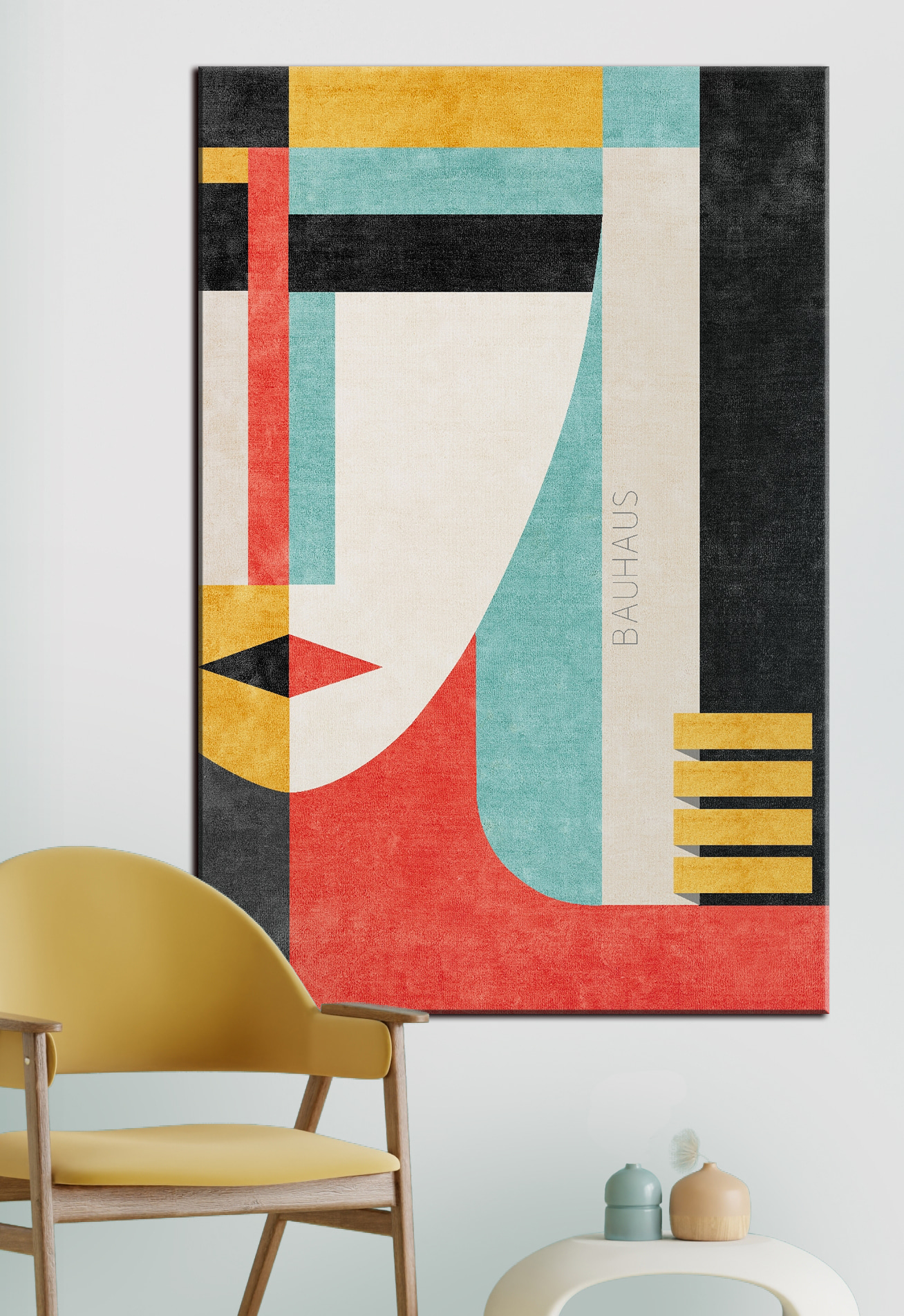 A colorful art piece with text