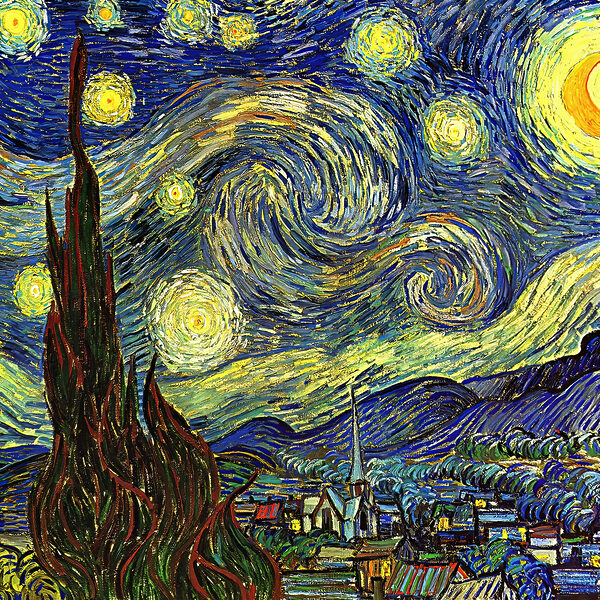 A painting of a starry night A painting of a starry night