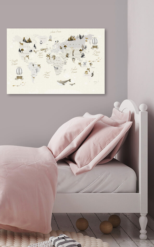 A map of the world with animals A map of the world with animals