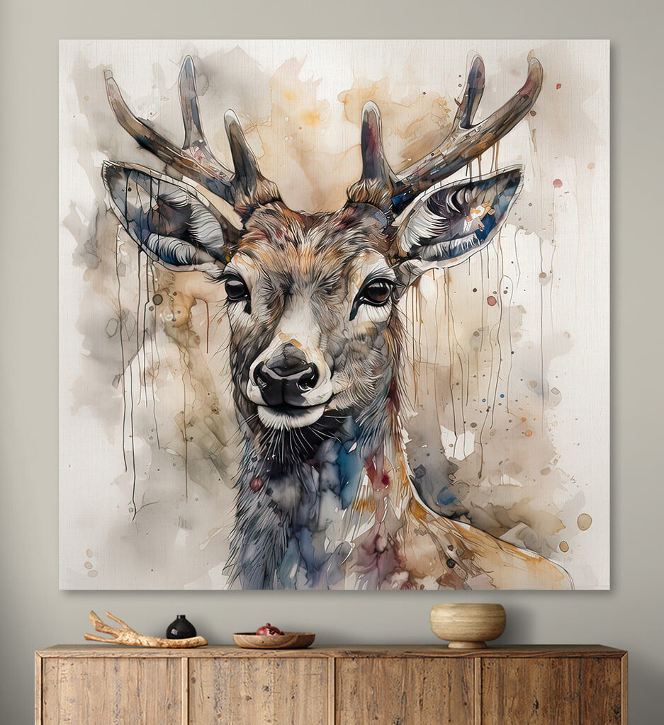 A watercolor of a deer