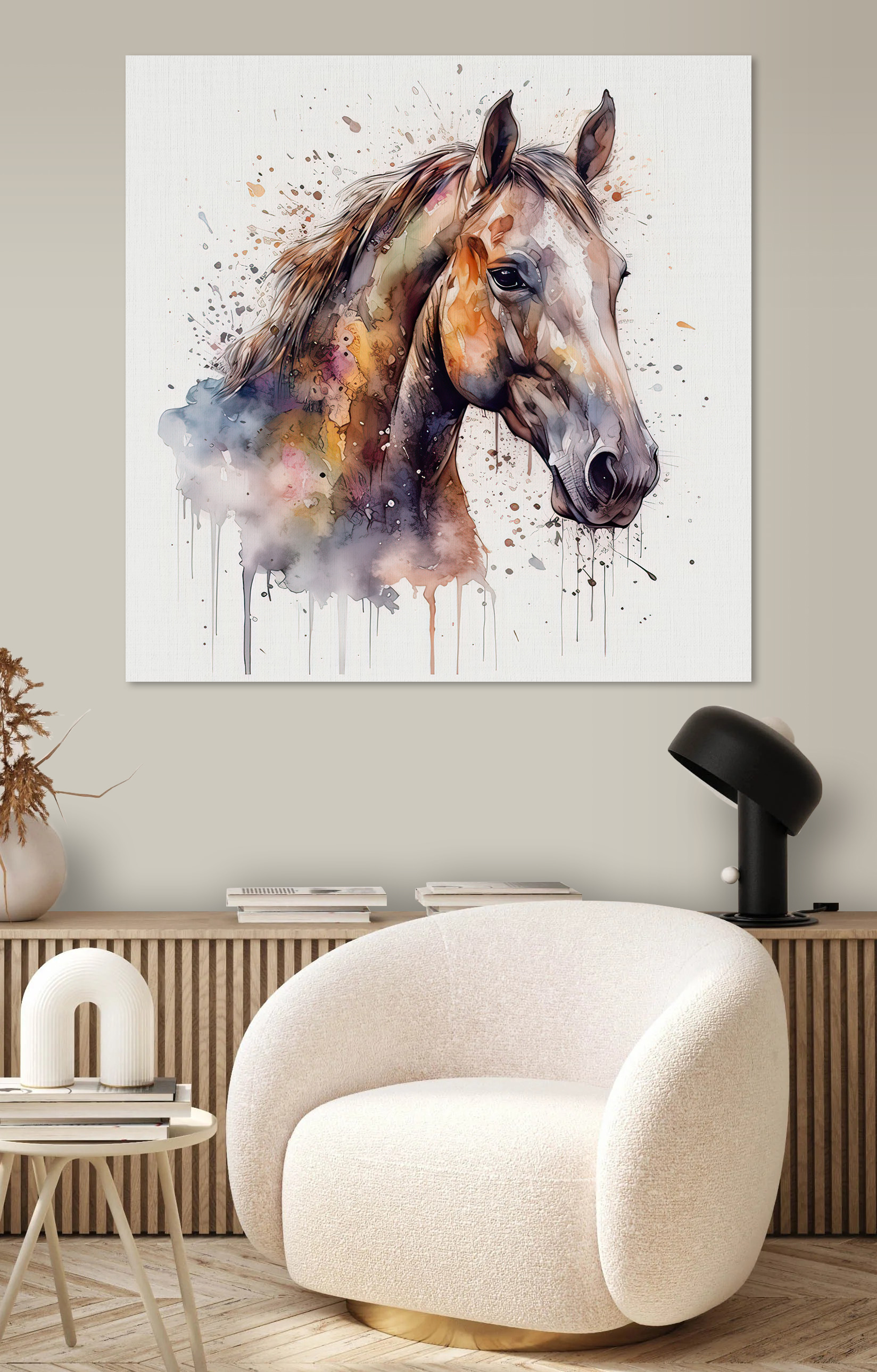 A painting of a horse