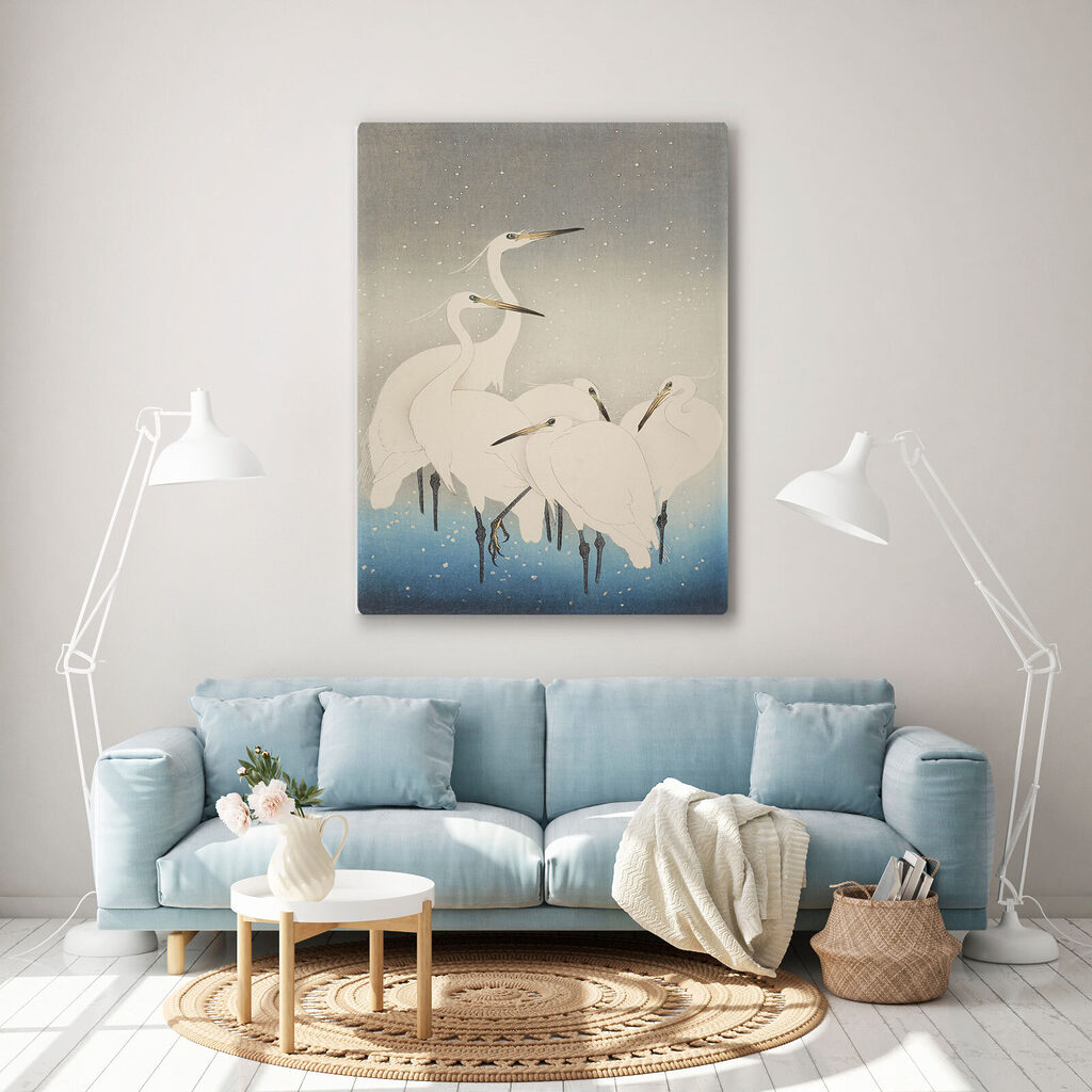 A group of white birds with long beaks A group of white birds with long beaks