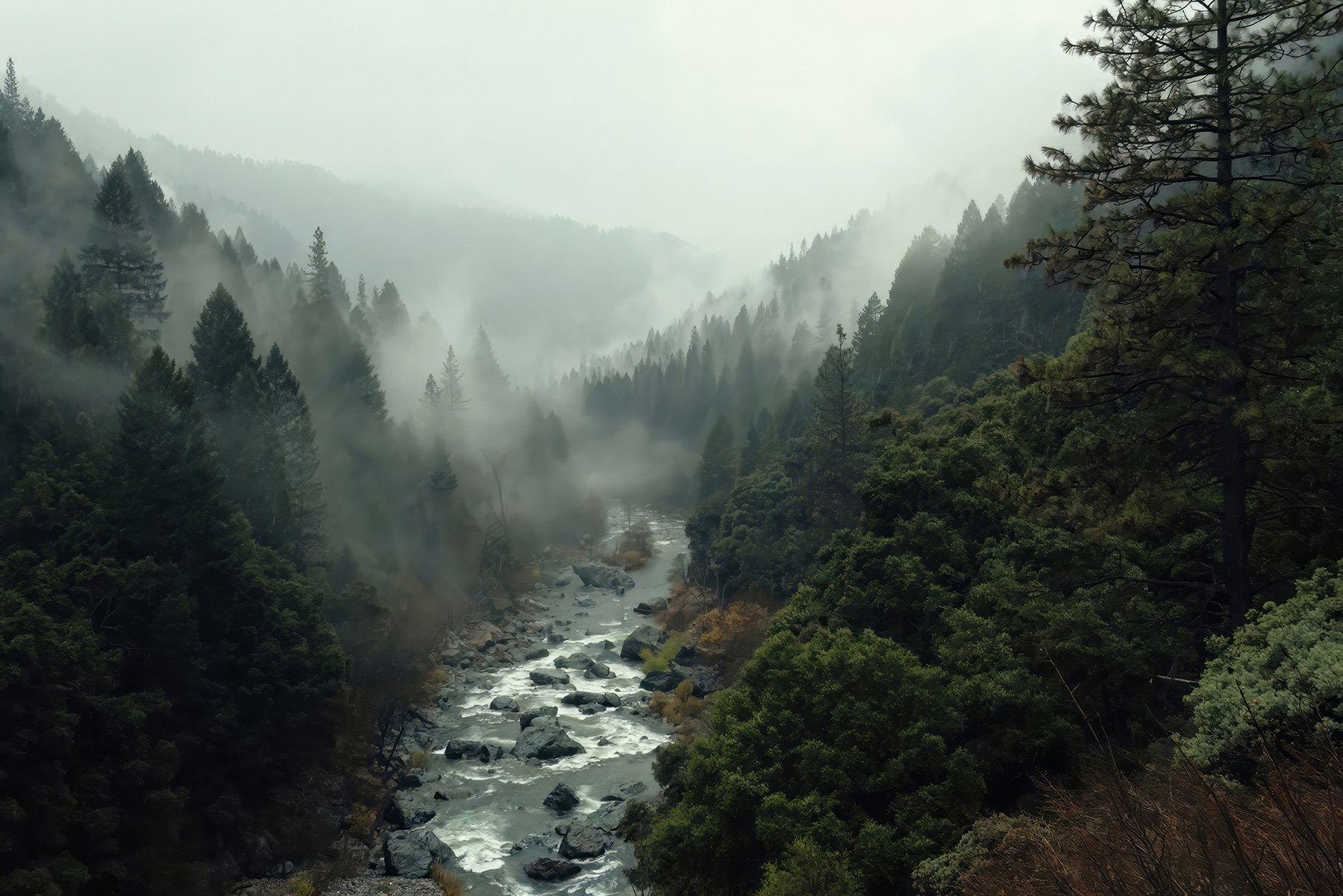 A river running through a forest