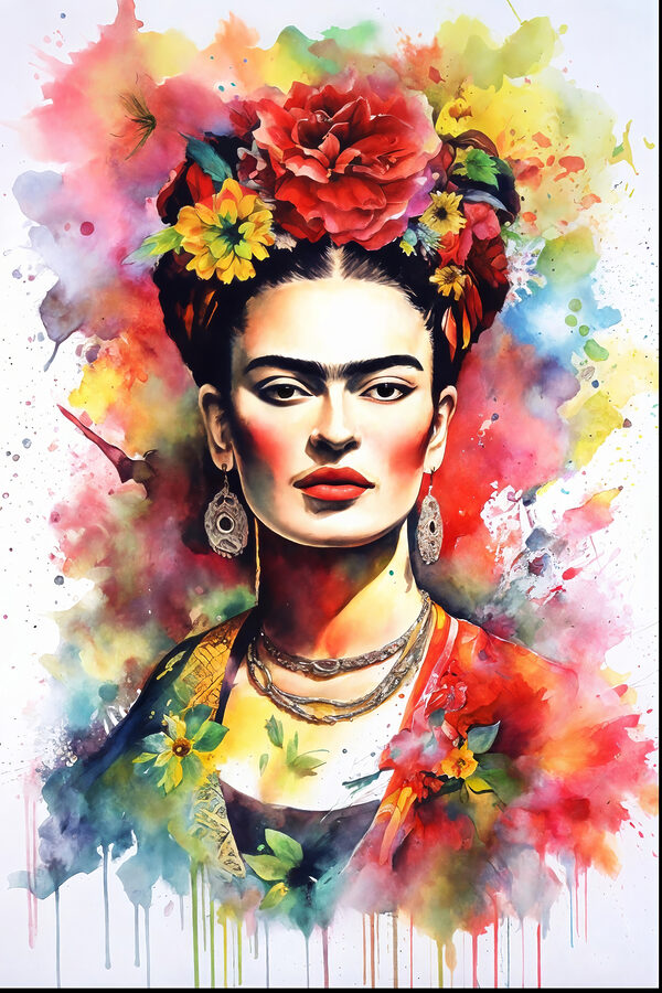 A painting of a woman with flowers in her hair A painting of a woman with flowers in her hair