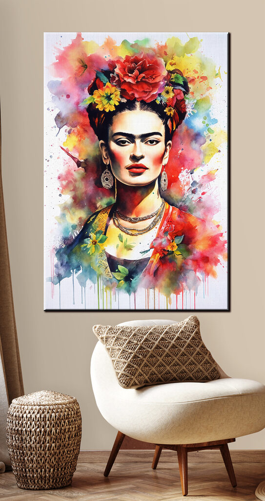 A painting of a woman with flowers in her hair A painting of a woman with flowers in her hair