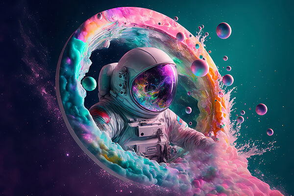 Astronauta w kolorowym okręgu Astronauta w kolorowym okręgu