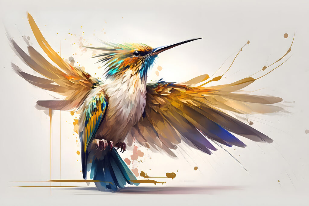 A bird with wings spread