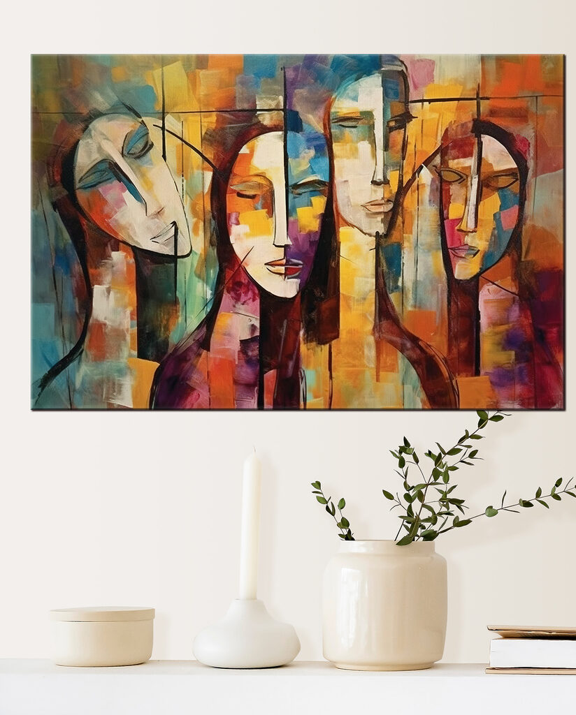 A painting of people's faces