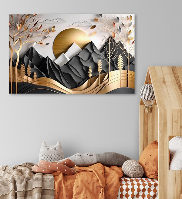 A paper cut out of a mountain landscape A paper cut out of a mountain landscape