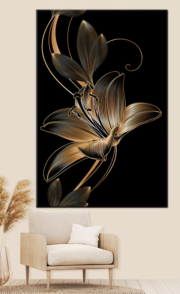 Elegancka grafika kwiatowa w kolorze czarnym i bursztynowym s34437pig30m 629x1024 - Elegancka grafika kwiatowa w kolorze czarnym i bursztynowym