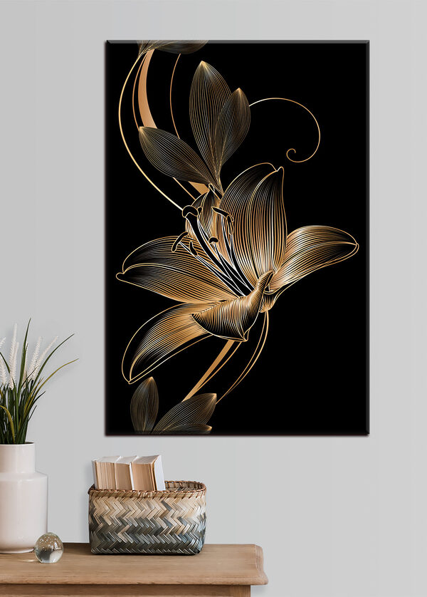 Elegancka grafika kwiatowa w kolorze czarnym i bursztynowym s34437pig23 600x838 - Elegancka grafika kwiatowa w kolorze czarnym i bursztynowym
