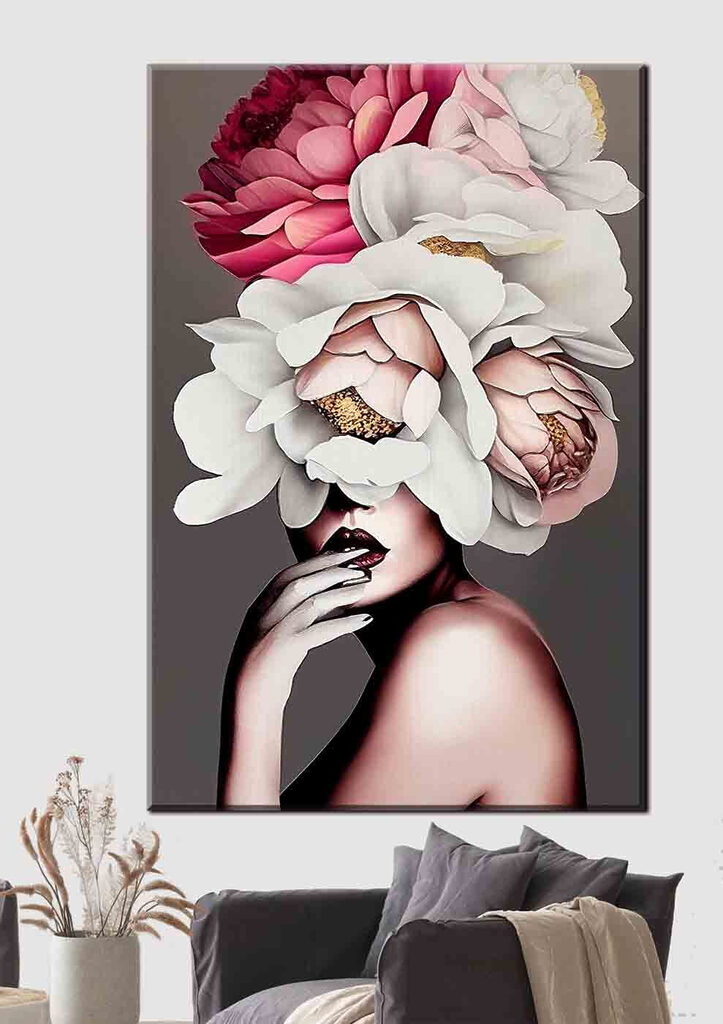 A woman with flowers on her head