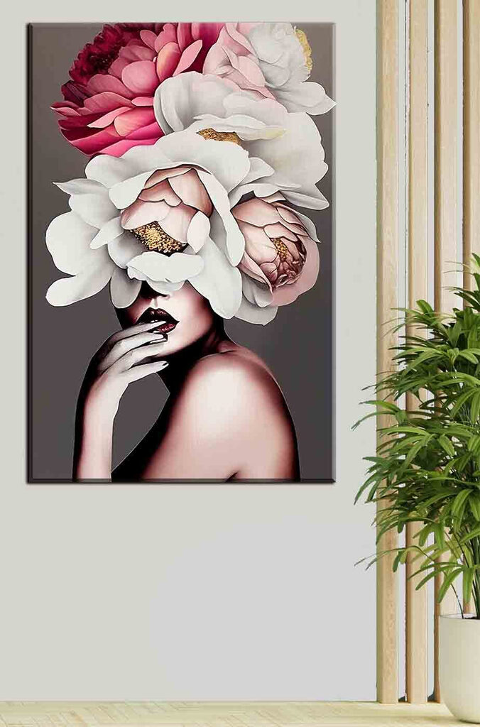 A woman with flowers on her head