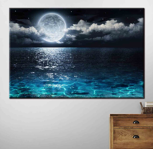 A moon over water at night A moon over water at night