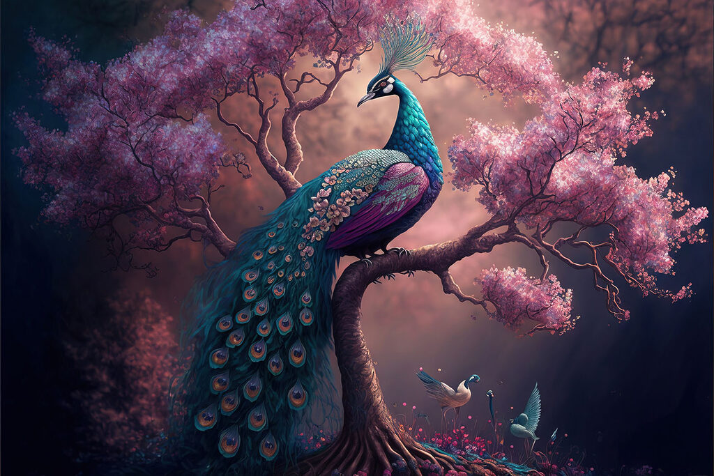A peacock on a tree