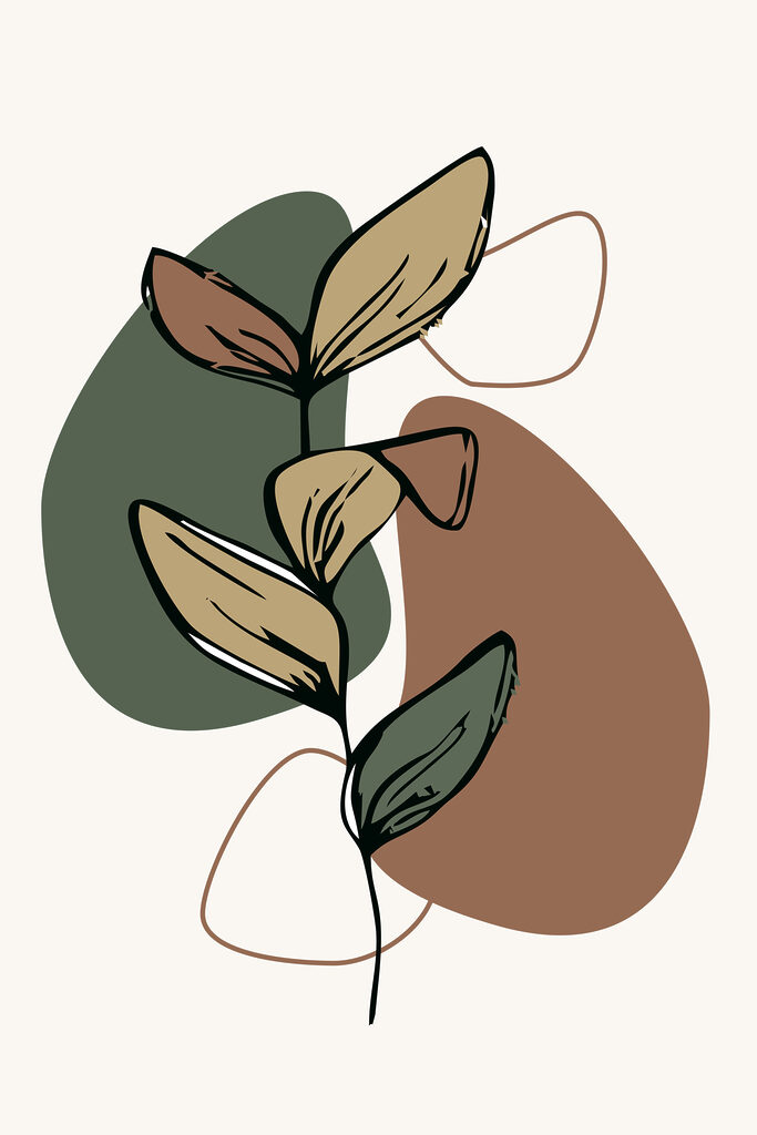 A plant with leaves and a few circles A plant with leaves and a few circles
