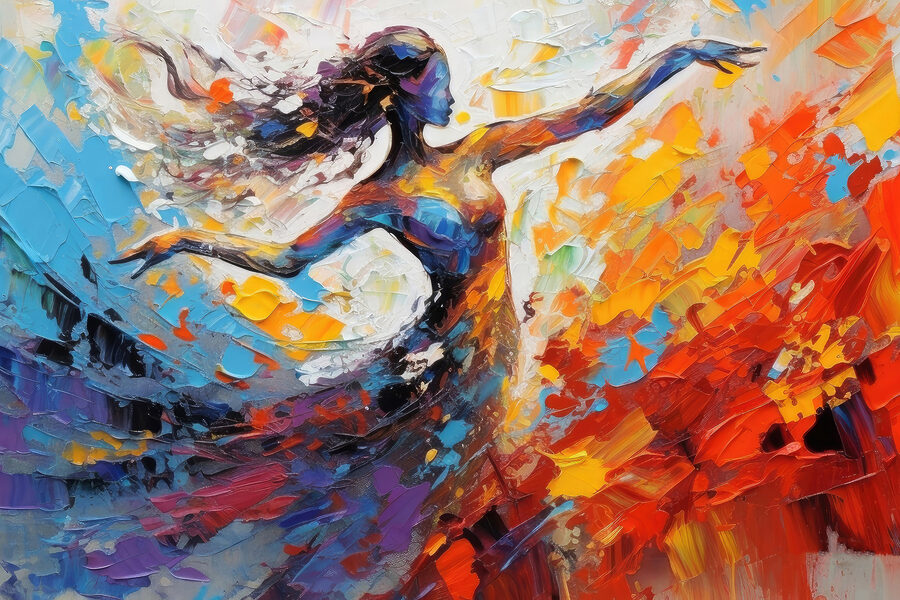 A painting of a woman dancing A painting of a woman dancing