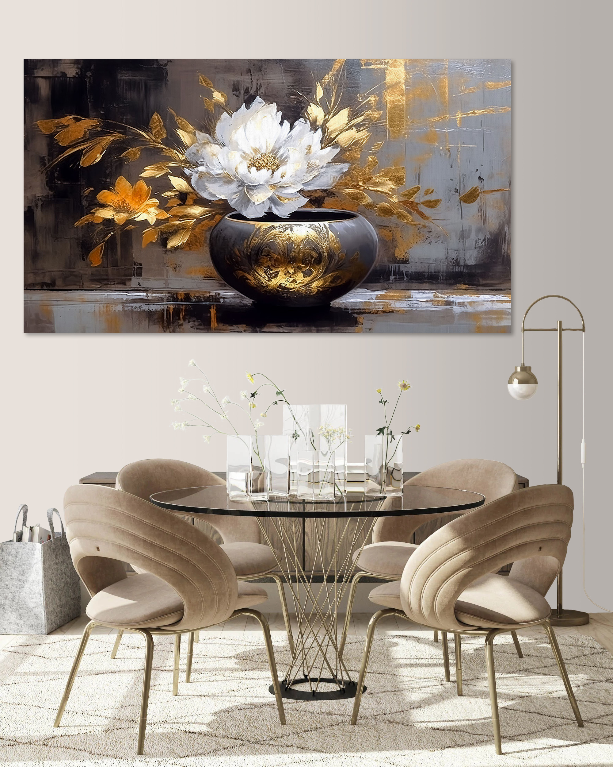 A painting of a flower in a pot