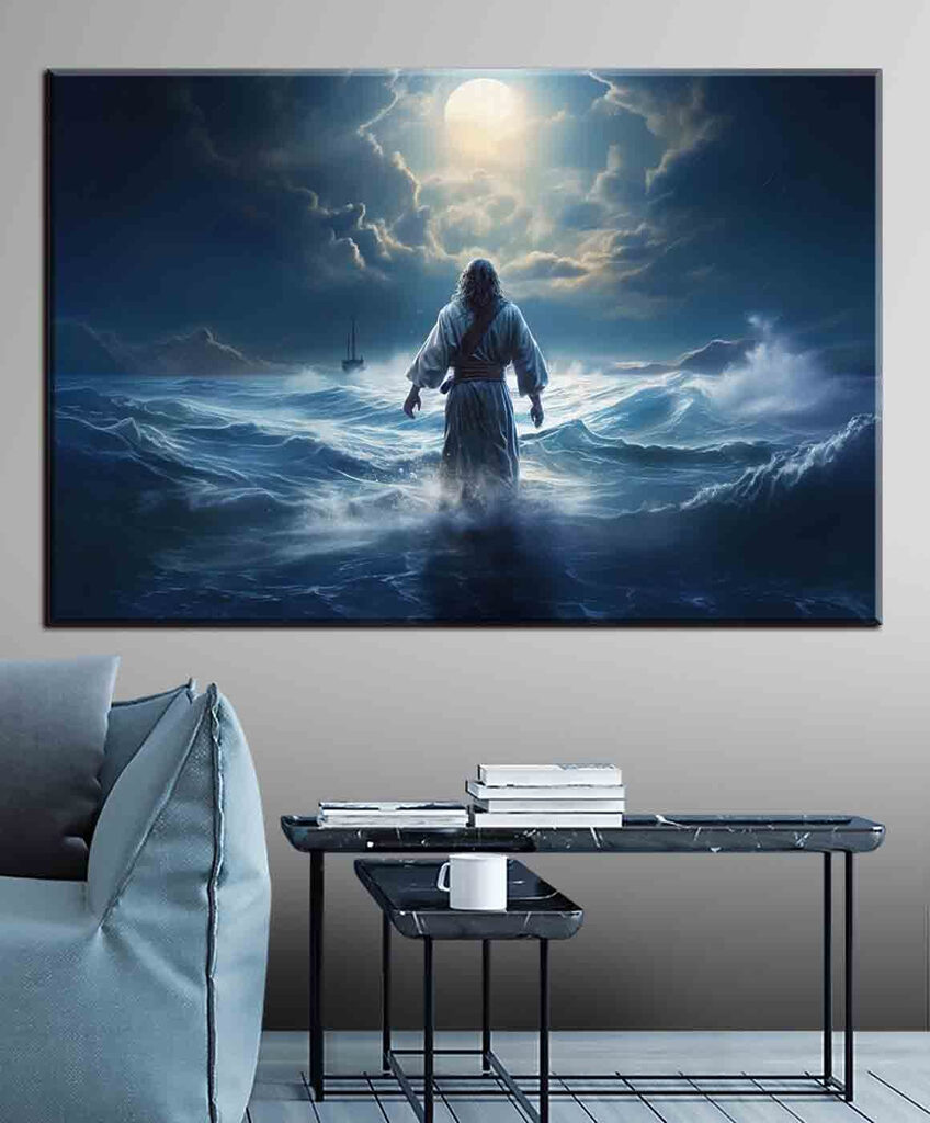 A man in a robe standing in the water A man in a robe standing in the water