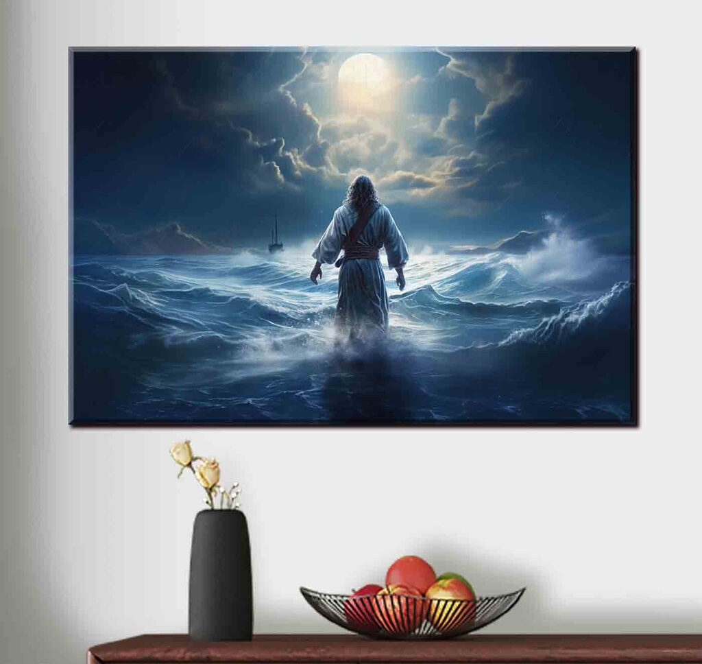 A man in a robe standing in the water A man in a robe standing in the water