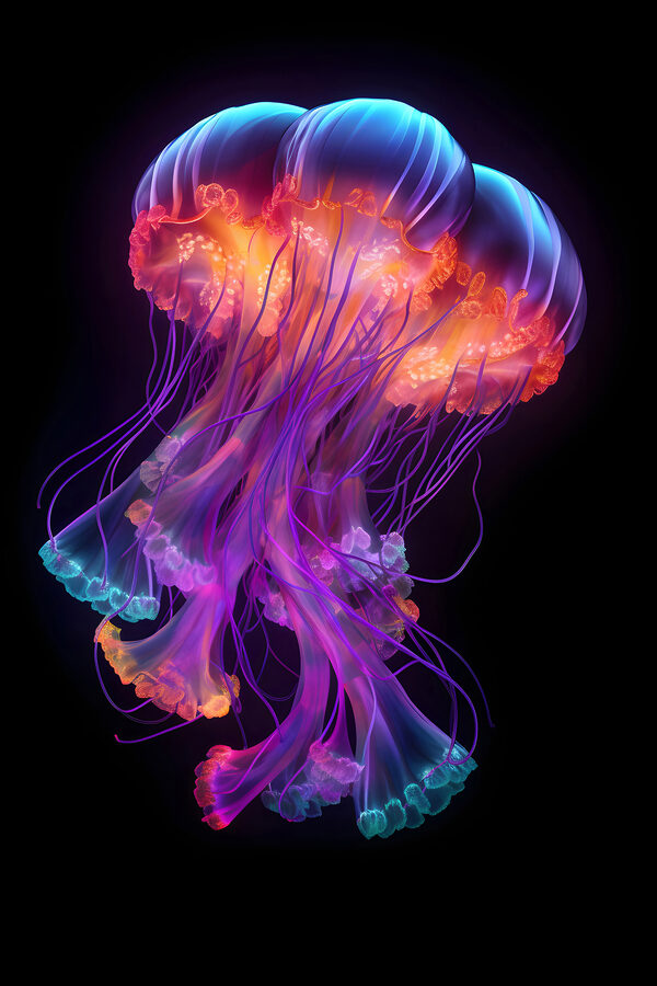 Kolorowa meduza z wieloma mackami Kolorowa meduza z wieloma mackami