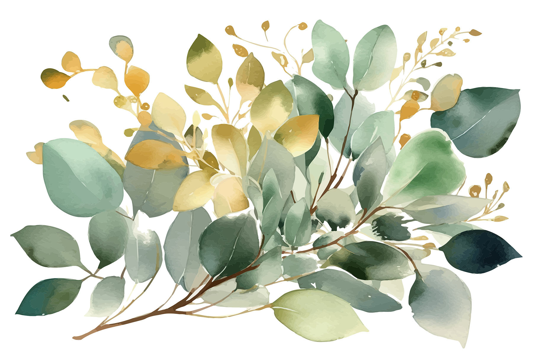 A watercolor painting of leaves