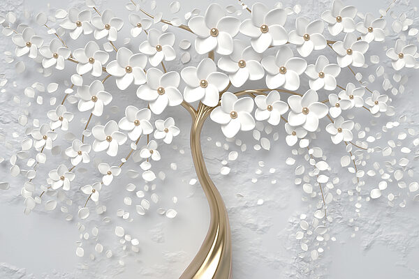 A tree with white flowers and leaves A tree with white flowers and leaves