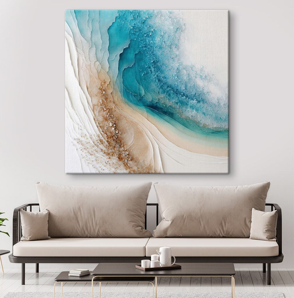 A blue and white watercolor painting