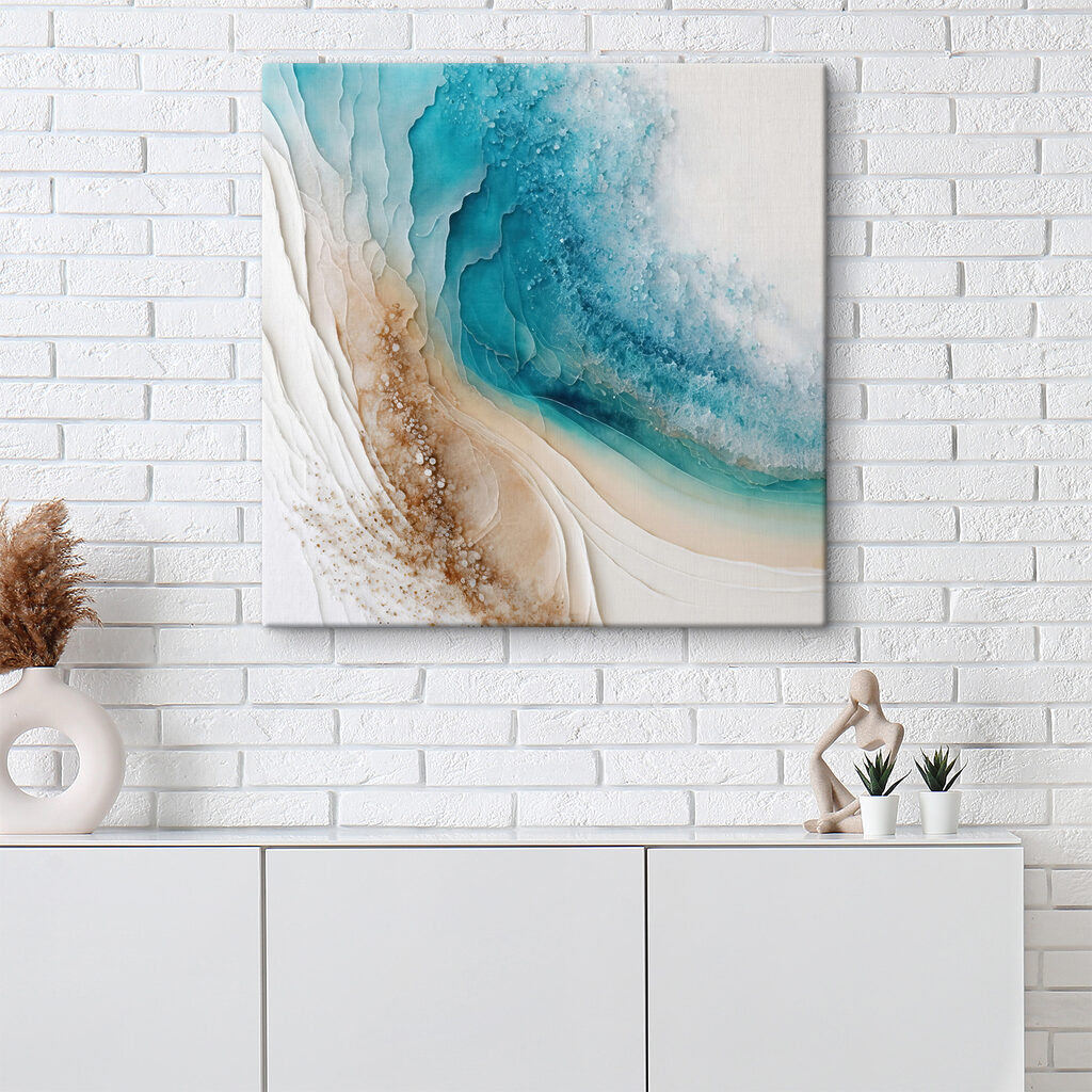 A blue and white watercolor painting