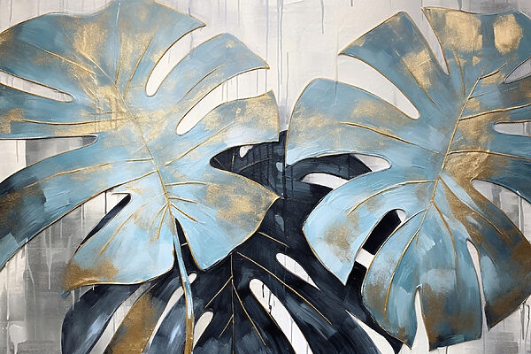 Elegant blue leaves in artistic bloom Elegant blue leaves in artistic bloom