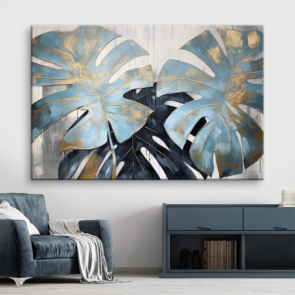 Elegant blue leaves in artistic bloom Elegant blue leaves in artistic bloom