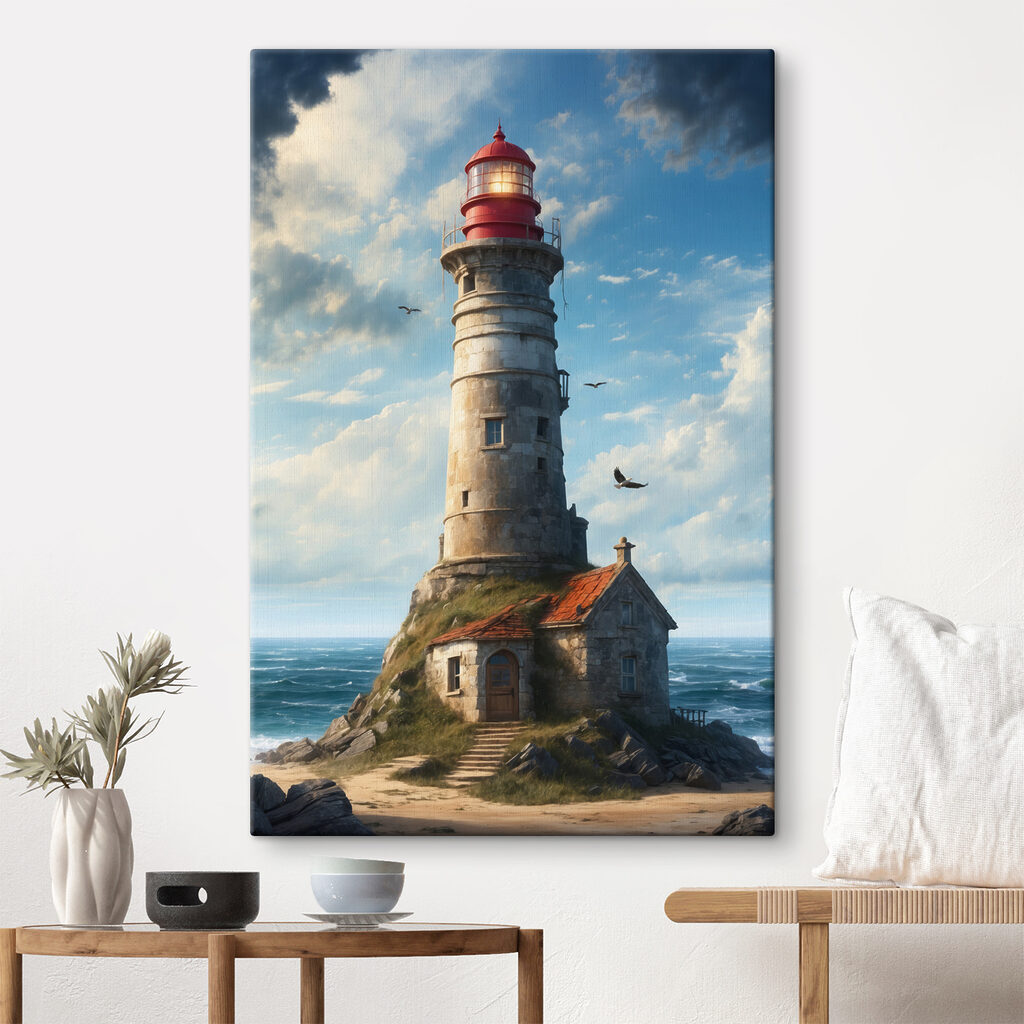 A lighthouse on a rock with Ford Island in the background