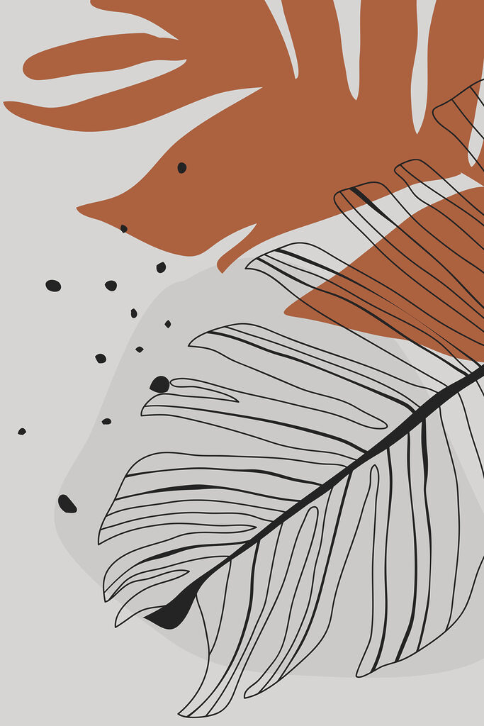 Tropical leaves in abstract design Tropical leaves in abstract design