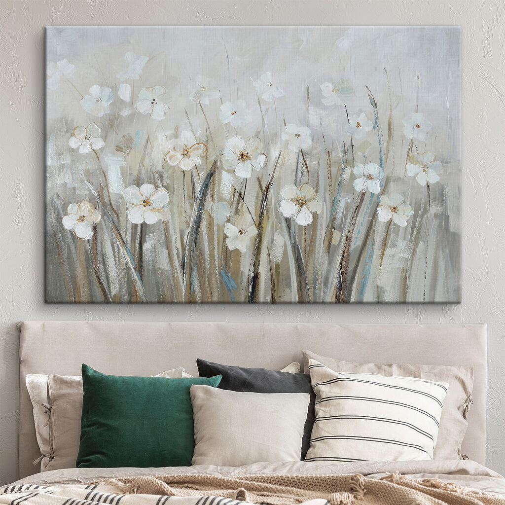 A painting of white flowers