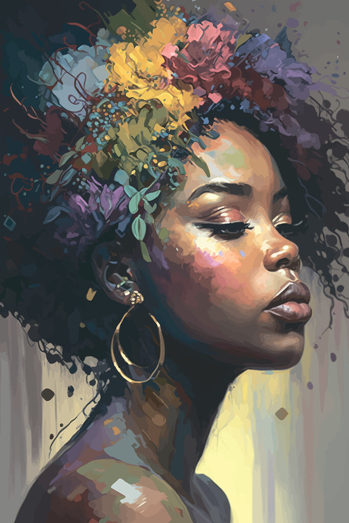 A woman with colorful hair A woman with colorful hair