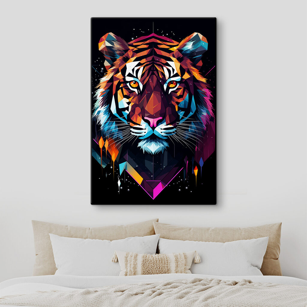 A colorful tiger with white whiskers