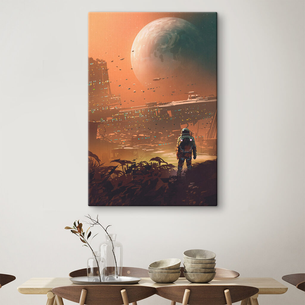 A astronaut walking in a city A astronaut walking in a city